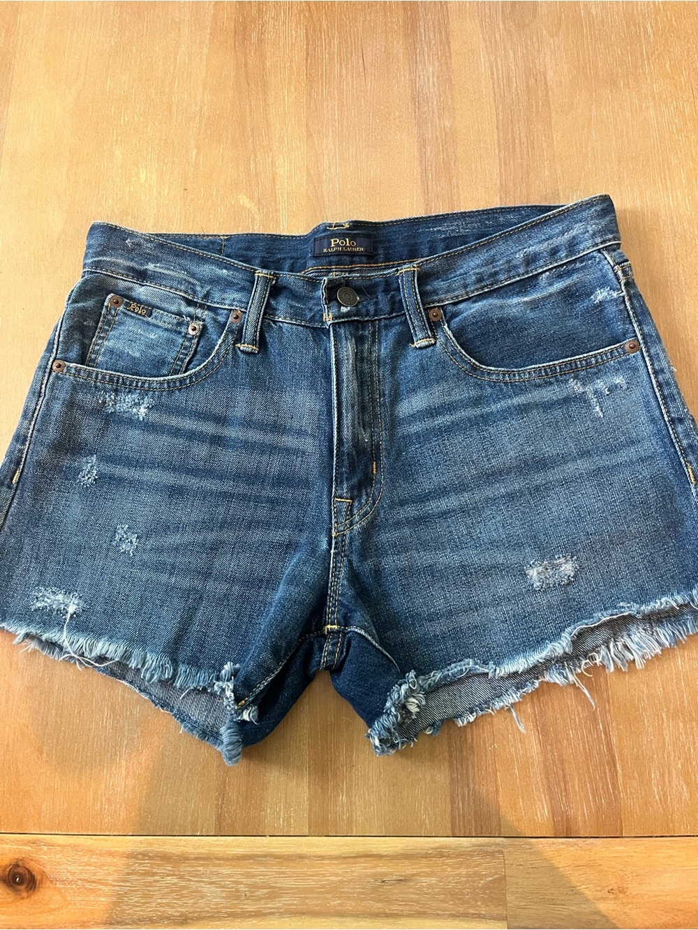 Polo Ralph Lauren The Crosby Relaxed Short Raw Hem Distressed Denim Shorts 28
